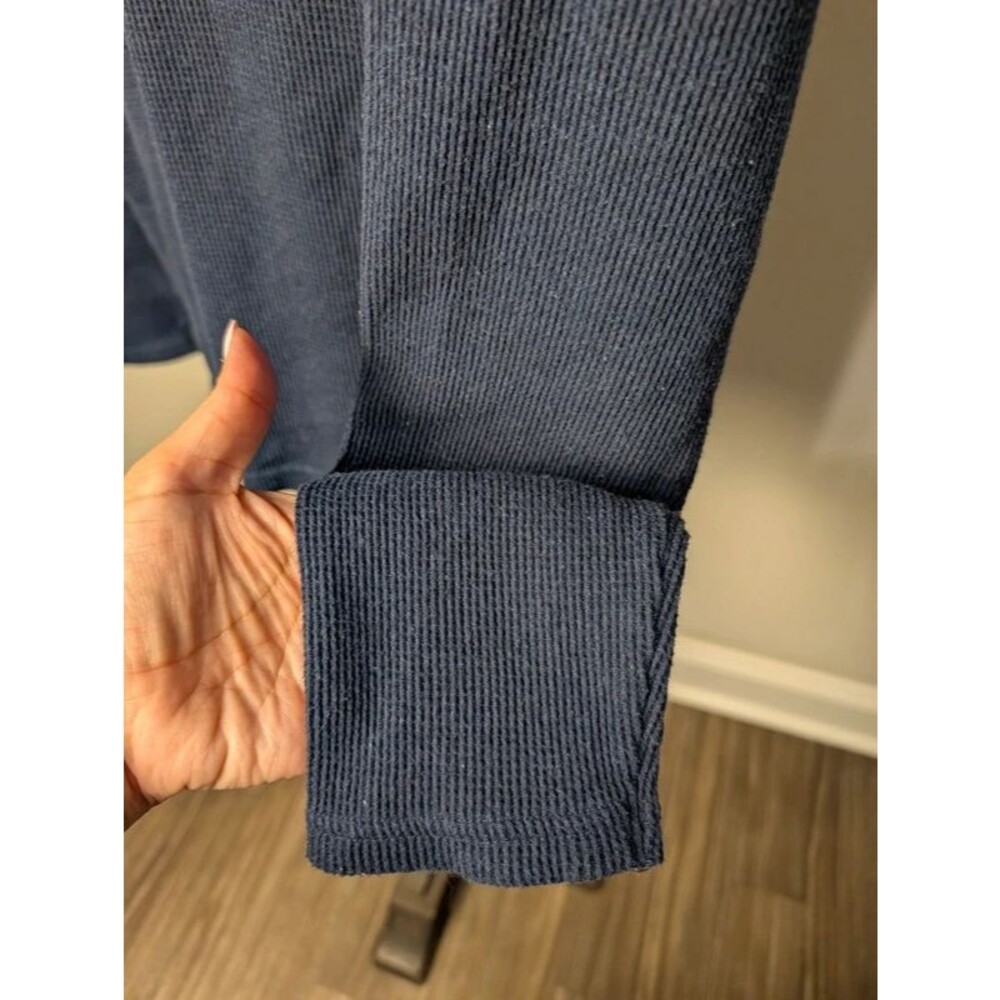 Lucky Brand Navy Waffle Knit Thermal Long Sleeve Top L - Picture 4 of 6